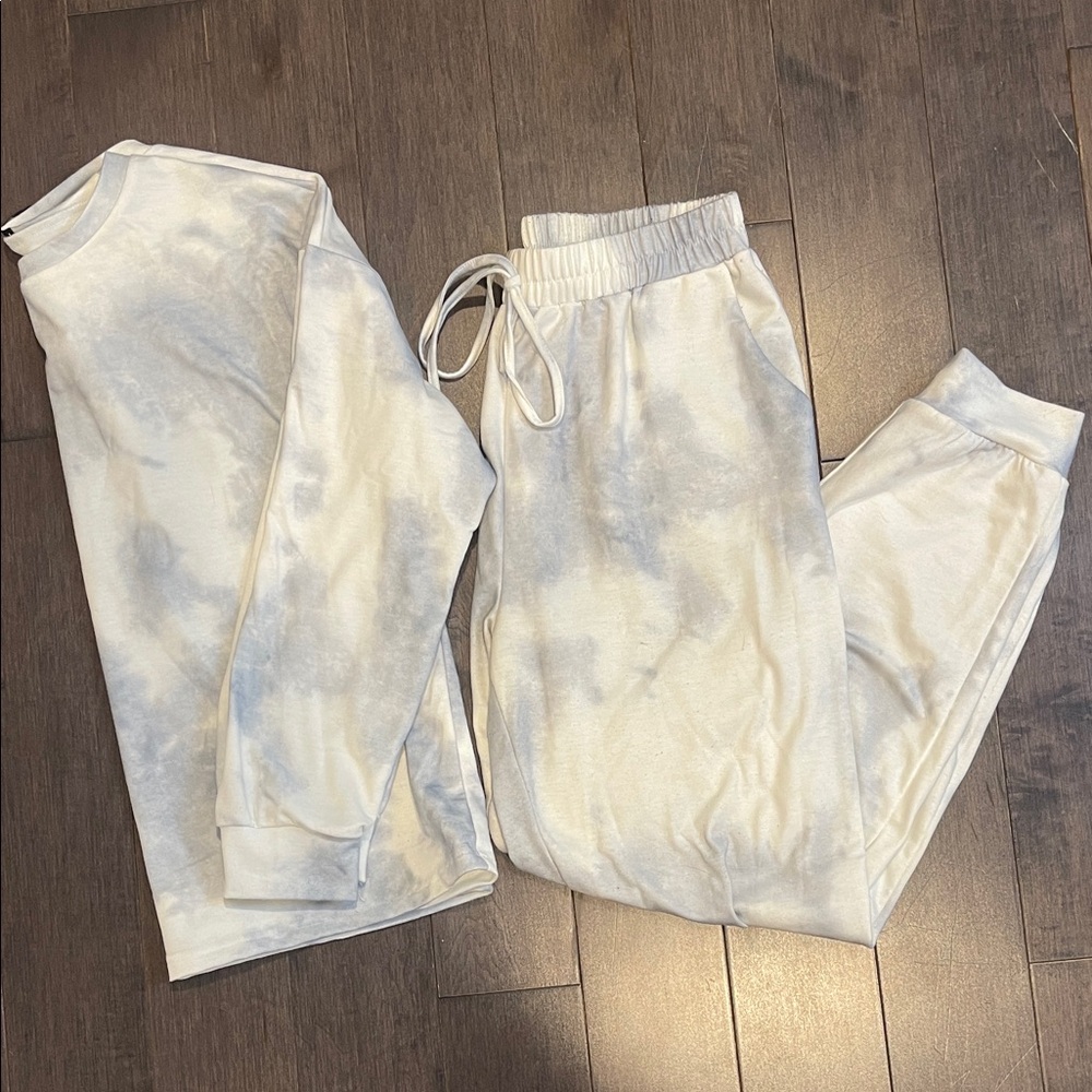 Light Gray Tie-Dye Lounge Set - Sweatshirt & Joggers